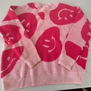alter’d state xs pink smiley sweater